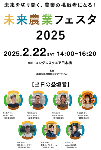 農業者と語らう 未来農業フェスタ2025が開催されます！