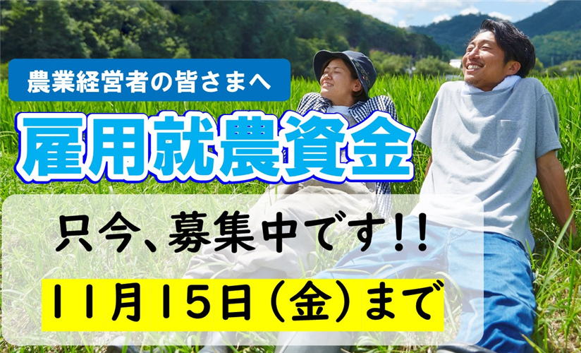 【雇用就農資金の募集】50歳未満の就農希望者の新規雇用を応援します！